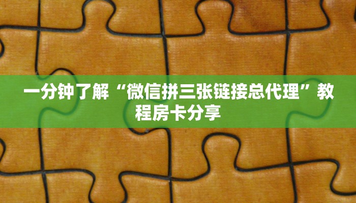 一分钟了解“微信拼三张链接总代理”教程房卡分享