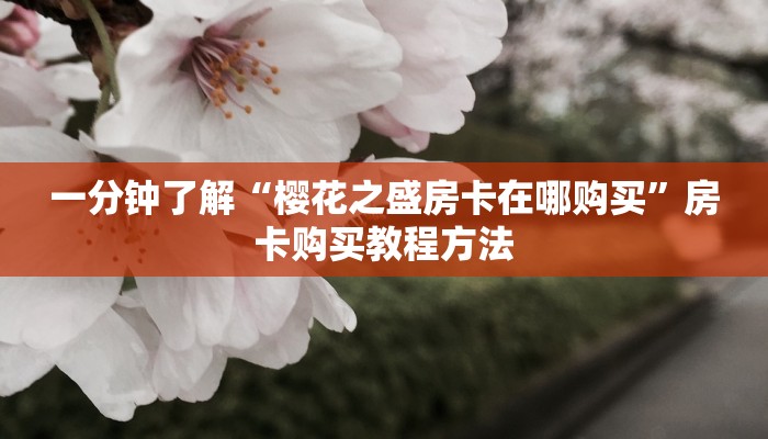 一分钟了解“樱花之盛房卡在哪购买”房卡购买教程方法